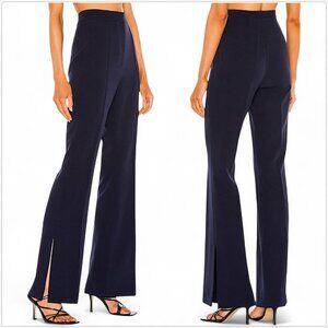 Valentina Shah Italy Navy Blue Cloe Pants Side Seam Slit High Waist NEW NWOT 6